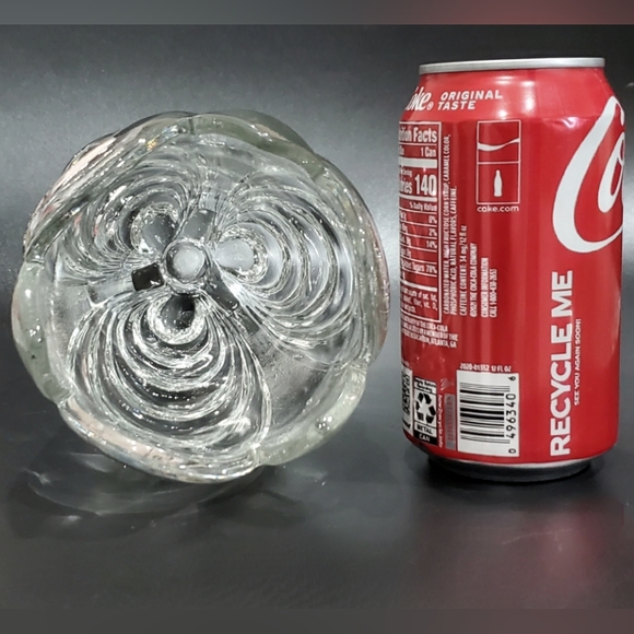 8" Gorgeous Vntg Clear Heavy 2lbs 14oz Stippled & Glossy Glass Tripod Base Vase - Picture 9 of 15